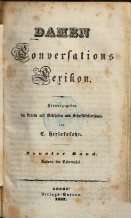 Damen-Conversations-Lexikon. 9, Rubens bis Tabernakel