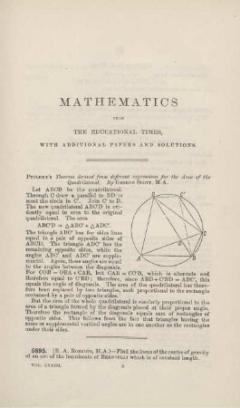 Mathematics from the educational times with additional papers and solutions. [14349 - 14303]