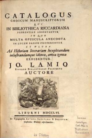 Catalogus codicum manuscriptorum ... in Bibliotheca Riccardiana Florentiae ...