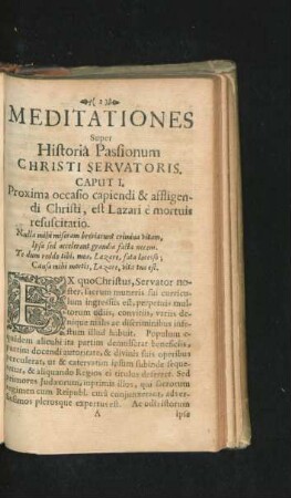 Meditationes Super Historia Passionum Christi Servatoris.