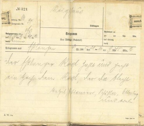 Telegramme, Briefe, eine Verlobungsanzeige und Postkarten