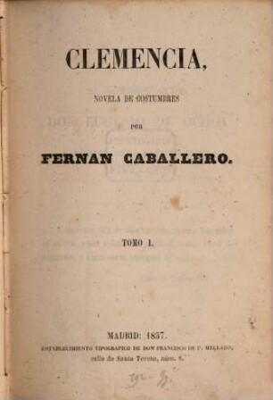 Clemencia : novela de costumbres, 1