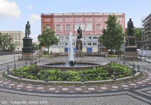 Bronzestandbilder von Karl Friedrich Schinkel, Peter Christian Beuth und Albrecht von Thaer; Berlin, Mitte