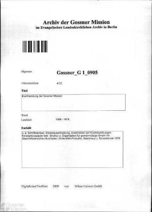 Buchhandlung der Gossner Mission