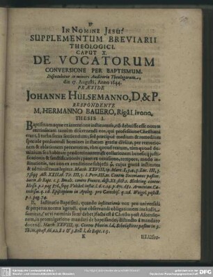 Caput X. De Vocatorum Conversione Per Baptismum