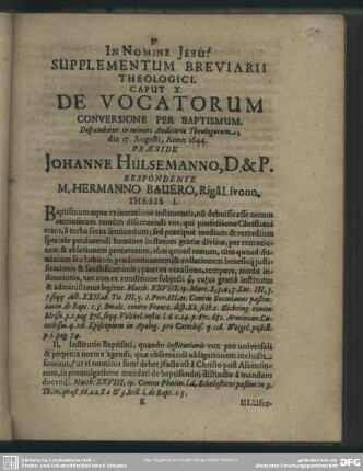 Caput X. De Vocatorum Conversione Per Baptismum