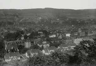 Pößneck, Stadtansicht : Pößneck. Stadtteilansicht von der Ansicht Altenburg von Süden