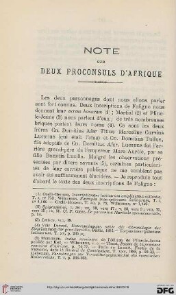 Sér. 3: Note sur deux proconsuls d'Afrique