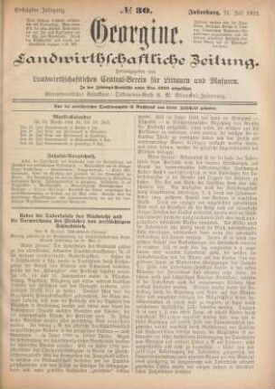 Sechzigster Jahrgang. No. 30. Insterburg, 21. Juli 1892.