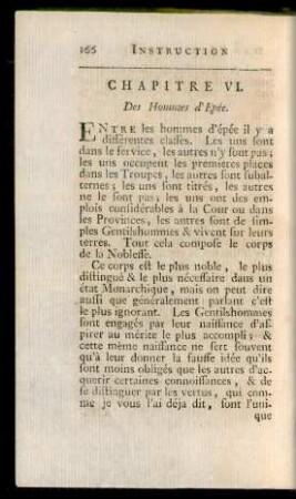 Chapitre VI. Des Hommes d'Epée