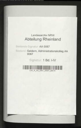 Altes Repertorium der Registratur des Landesadministrationskollegs, angelegt gegen 1800