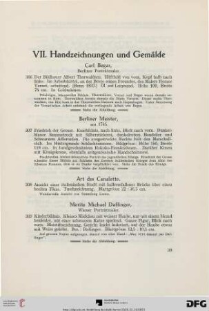 VII. Handzeichnungen und Gemälde (Nr. 306-351)