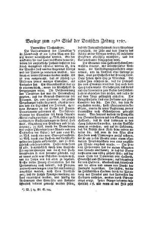 Beylage zum 29ten Stück der Deutschen Zeitung 1787