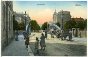 Döbeln. Königstraße mit Pferdefuhrwerk
