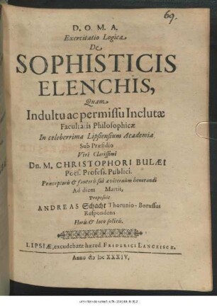 Exercitatio Logica De Sophisticis Elenchis