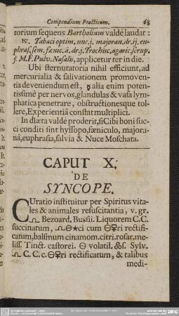Caput X. De Syncope