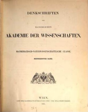Denkschriften. 19. 1861