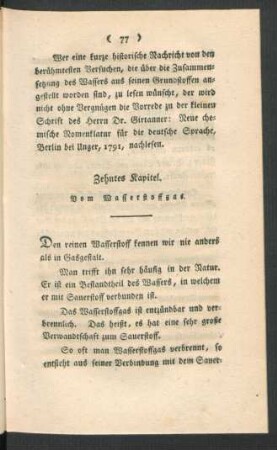 Zehntes Kapitel. Vom Wasserstoffgas.