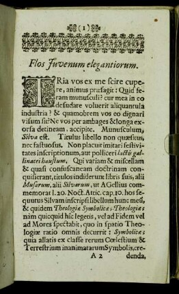 Flos Juvenum elegantiorum.