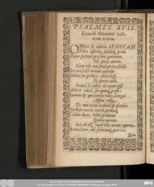 Psalmus XVII. Exaudi Domine iustitiam meam.