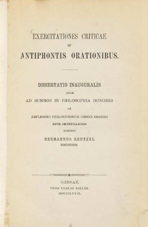 Exercitationes criticae in Antiphontis orationibus