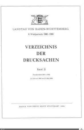 136: Landtag Baden-Württemberg, Beilagen, 1983, Bd. 21