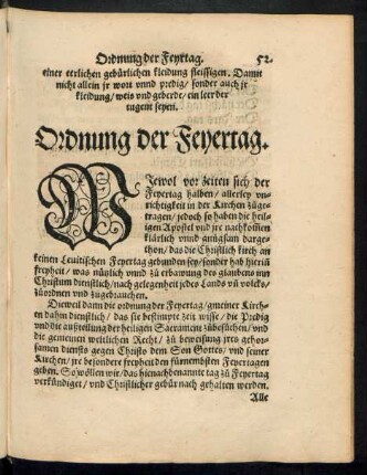 Ordnung der Feyertag.
