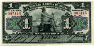 Geldschein, 1 Boliviano, 11.5.1911