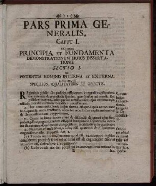 Caput I. Exhibens Principia Et Fundamenta Demonstrationum Huius Dissertationis.