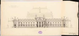 Nationalhalle für Kunst und Wissenschaft am Königsplatz, Berlin Schinkelwettbewerb 1896: Ansicht von O 1:200