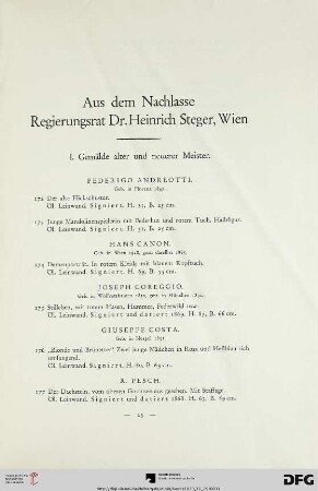 Gemälde alter und neuerer Meister (Nr. 172-202)