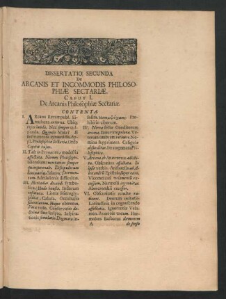 Caput I. De Arcanis Philosophiae Sectariae.