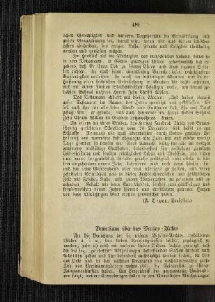 Bemerkung über das Vereins-Archiv