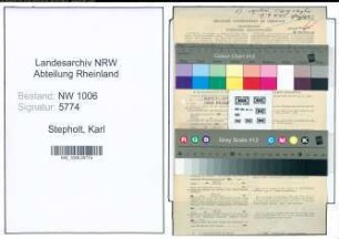 Entnazifizierung Karl Van Stepholt , geb. 18.11.1909 (Angestellter)