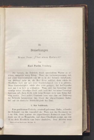 III. Bemerkungen zu Bruno Doss: ,,Über einen Erdwurf."