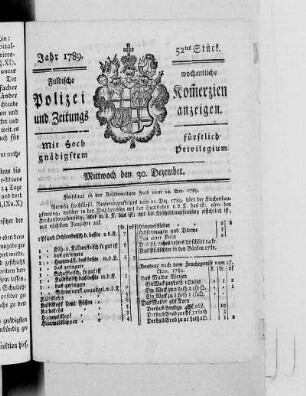 52tes Stück., Ausgabe vom 30. Dezember 1789