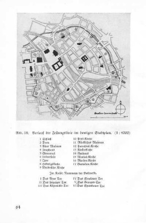 Abb. 18. Verlauf der Festungslinie im heutigen Stadtplan