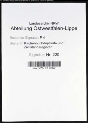 Zivilstandsregister der Munizipalität Schwerte (A 1811). (Gemeinde: Zivilstandsregister)