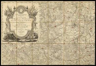 Carte geographique representant le cours entier du Rhin, de la Moselle