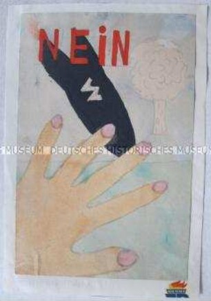 Kinderzeichnung mit einem Friedensmotiv (aufgeklebt)