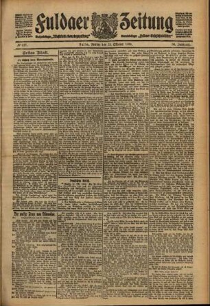 Erste Ausgabe vom Freitag, den 15. Oktober 1909.