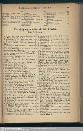 Berichtigungen während des Druckes
