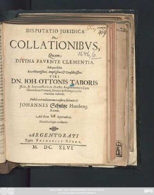 Disputatio Iuridica De Collationibus