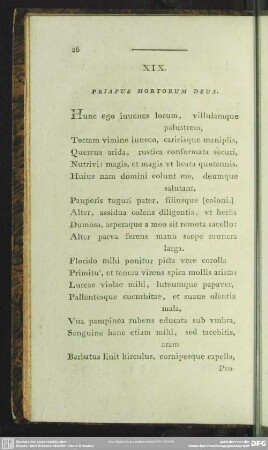 XIX. Priapus Hortorum Deus