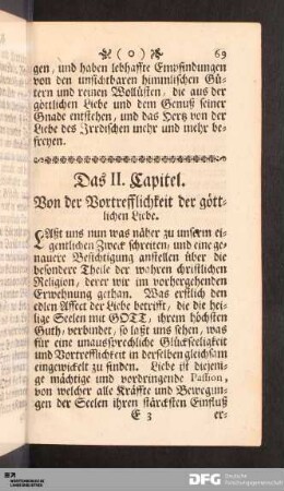 Das II. Capitel. Von der Vortrefflichkeit der göttlichen Liebe.
