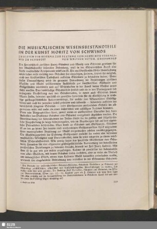 Die Musikalischen Wesensbestandteile In Der Kunst Moritz Von Schwinds : Zugleich Ein Beitrag Zur Deutung Von Schwinds Verhältnis Zu Schubert