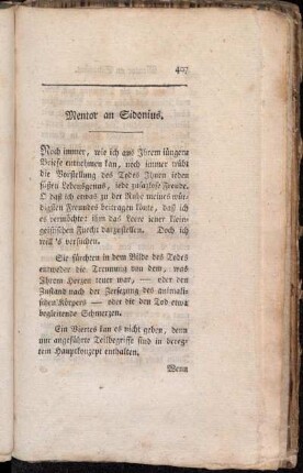 Mentor an Sidonius.