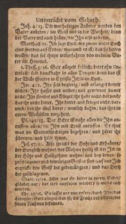 Unterricht vom Gebeth.