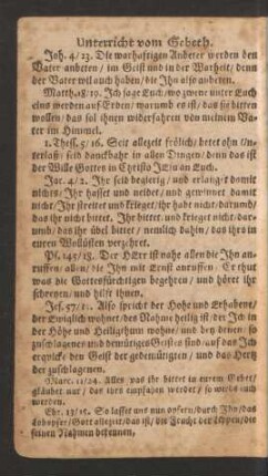 Unterricht vom Gebeth.