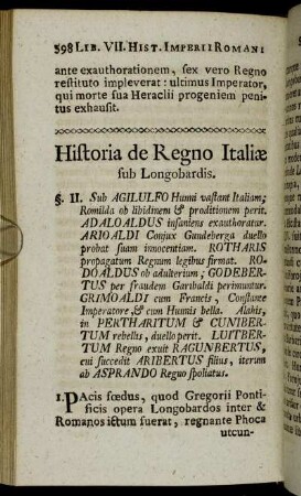 Historia de Regno Italiæ sub Longobardis.